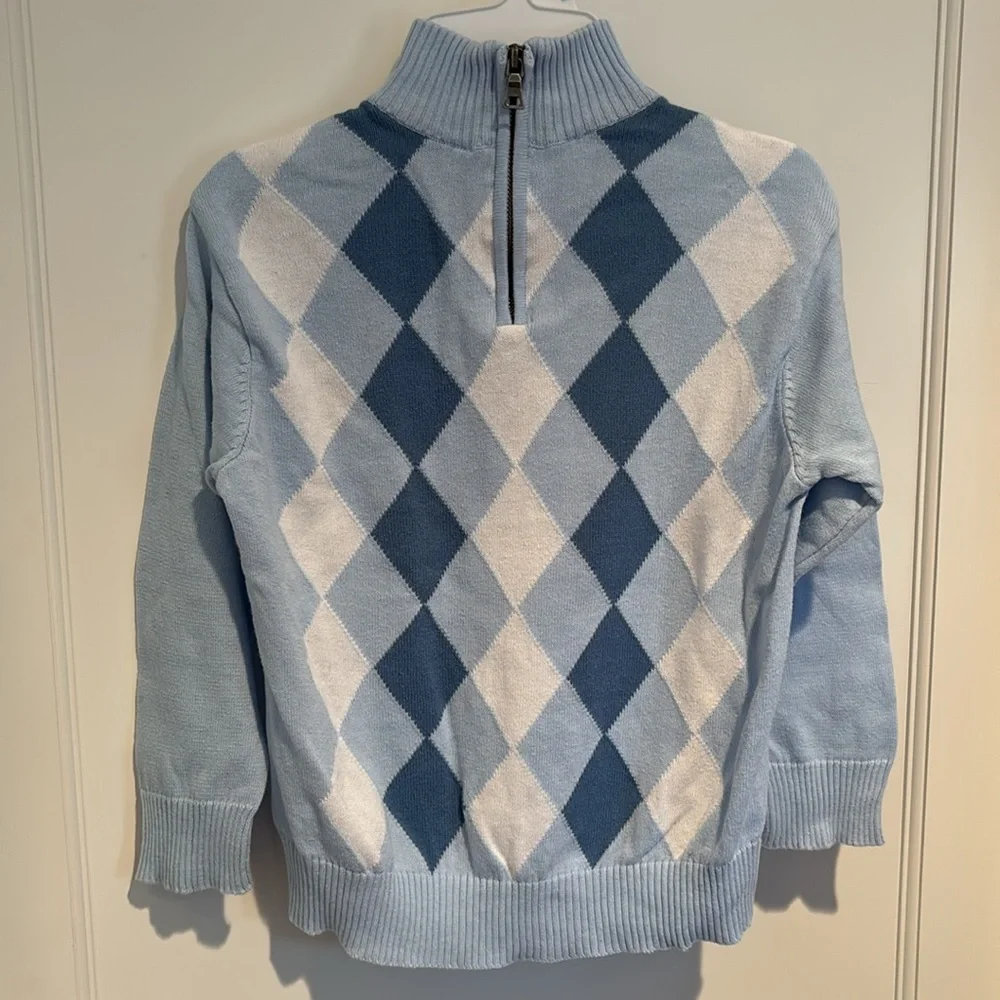 The Children’s Place 1/4 zip blue argyle long sleeve sweater in size S (5/6)